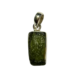 Pendentif rectangulaire en Moldavite (3g) - Bijoux en Minéraux | Dans les Yeux de Gaïa