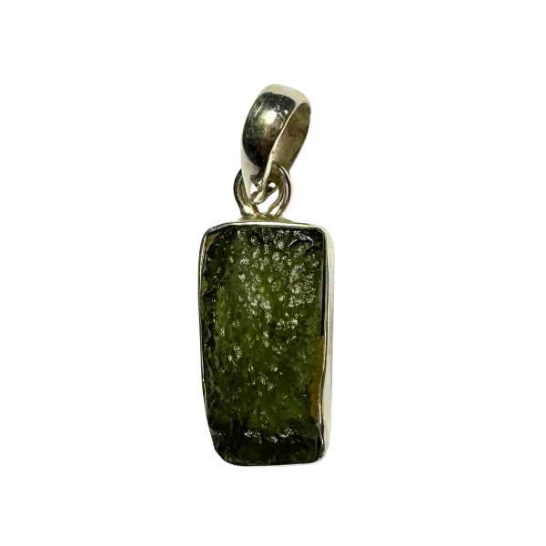 Pendentif rectangulaire en Moldavite (3g) - Bijoux en Minéraux | Dans les Yeux de Gaïa