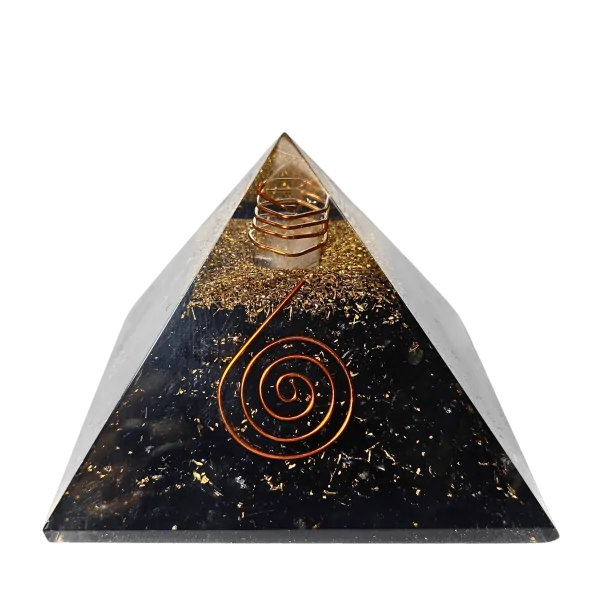 Pyramide Orgonite en Obsidienne et spirale Grand Modèle - condensateurs| Dans les Yeux de Gaïa