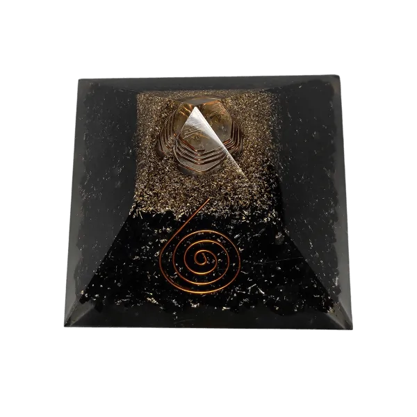 Pyramide Orgonite en Obsidienne et spirale Grand Modèle - Orgonites/condensateurs| Dans les Yeux de Gaïa