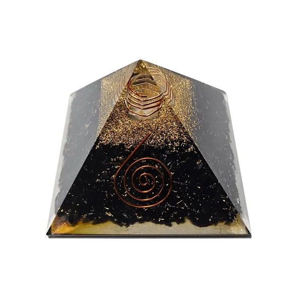 Pyramide Orgonite en Obsidienne et spirale Grand Modèle - Bien-être | Dans les Yeux de Gaïa