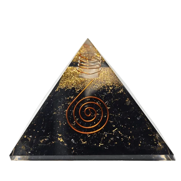 Pyramide Orgonite en Obsidienne et spirale Grand Modèle - Pierre d'ancrage| Dans les Yeux de Gaïa