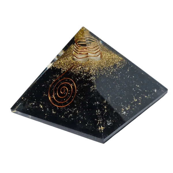 Pyramide Orgonite en Obsidienne et spirale Grand Modèle - Protection énergétique| Dans les Yeux de Gaïa