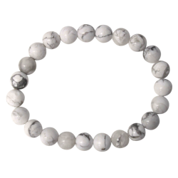 Bracelet Perles Rondes Howlite Blanche - 8 mm (lot de 3)