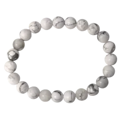 Bracelet Perles Rondes Howlite Blanche - 8 mm (lot de 3)