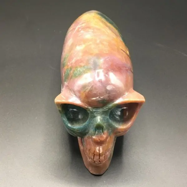 Crâne allongé en Héliotrope -2| Crânes de Cristal | Dans les yeux de Gaïa