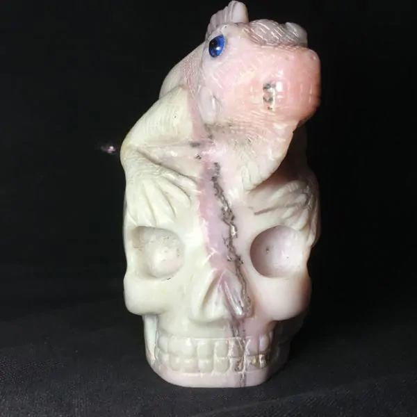 Crâne en Opale Rose Iguane | Crânes de Cristal | Dans les yeux de Gaïa