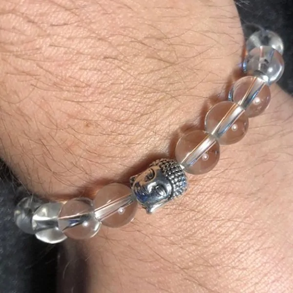Bracelet 3 Bouddha Cristal de Roche | Bracelets en Pierres | Dans les yeux de Gaïa