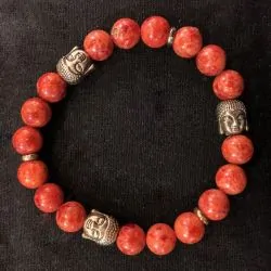 Bracelet 3 Bouddha Corail Gorgone | Bracelets en Pierres | Dans les yeux de Gaïa
