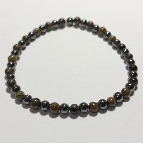 Bracelet Oeil de Tigre Hématite obsidienne perles rondes 4mm | Bracelets en Pierres | Dans les yeux de Gaïa
