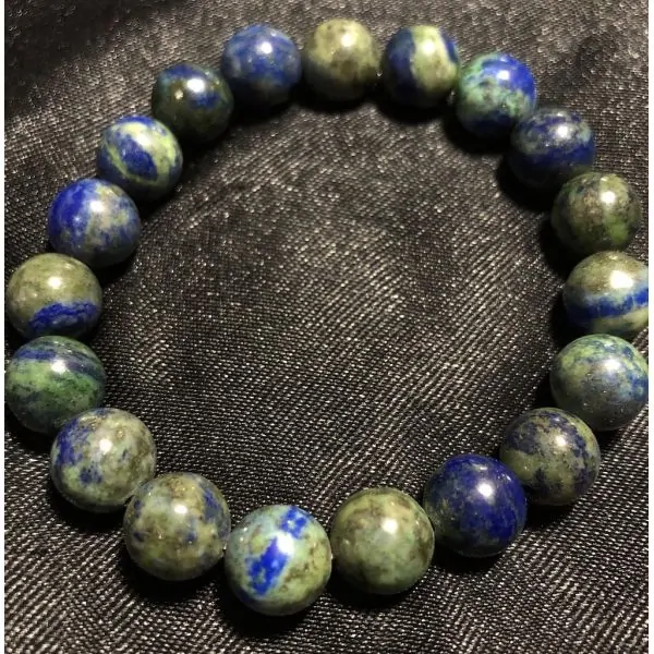 Bracelet Azurite Malachite perles rondes 10mm | Bracelets en Pierres | Dans les yeux de Gaïa