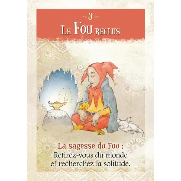 Cartes "Le fou reclus" de l'oracle "Cartes Oracle La Sagesse" du Fou de Sonia Choquette, vue de face | Dans les Yeux de Gaia