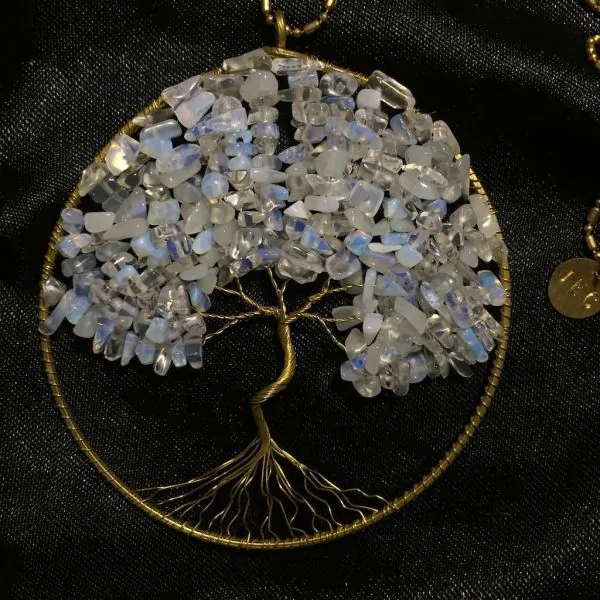 Collier artisanal arbre de vie opaline | Pendentifs en Minéraux | Dans les yeux de Gaïa
