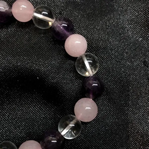 Bracelet Améthyste Quartz Rose Cristal de Roche 10mm | Bracelets en Pierres | Dans les yeux de Gaïa
