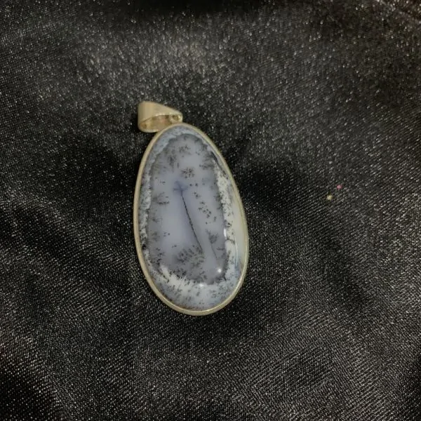 Pendentif en Agate Dendritique serti en Argent 925 -11| Pendentifs en Minéraux | Dans les yeux de Gaïa