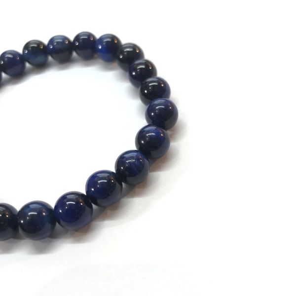 Bracelet Perles de Lave pour Homme et Œil de Tigre Bleu sur Élastique