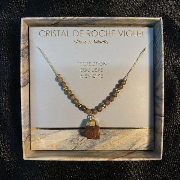 Collier en Pierres Naturelles Cristal de Roche Violet | Colliers en Minéraux | Dans les yeux de Gaïa