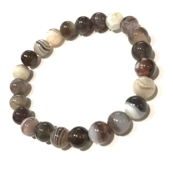 Bracelet Agate du Botswana perles rondes 8mm | Bracelets en Pierres | Dans les yeux de Gaïa