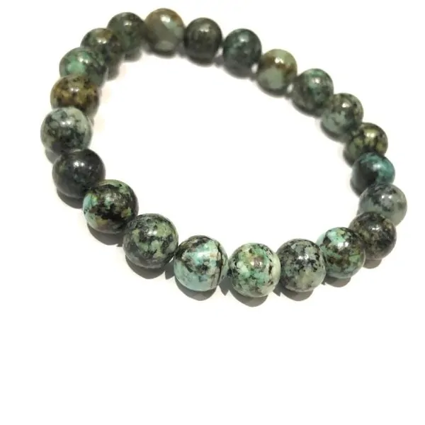 Bracelet Turquoise d'Afrique perles rondes 8mm | Bracelets en Pierres | Dans les yeux de Gaïa