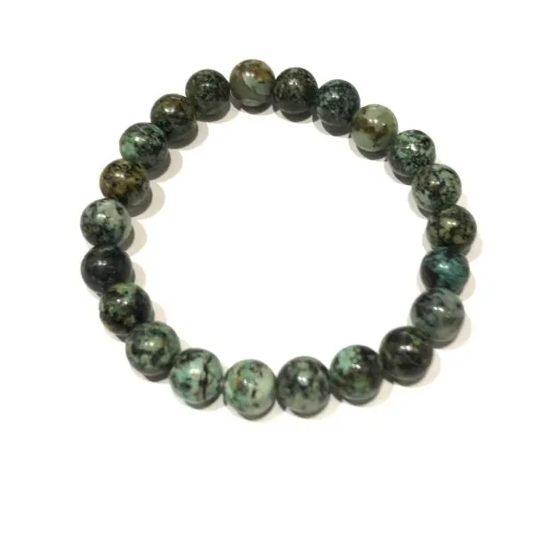 Bracelet Turquoise d'Afrique perles rondes 8mm | Bracelets en Pierres | Dans les yeux de Gaïa