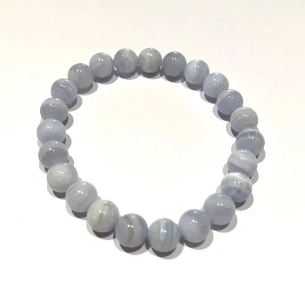 Bracelet Calcédoine bleue perles rondes 8mm | Bracelets en Pierres | Dans les yeux de Gaïa