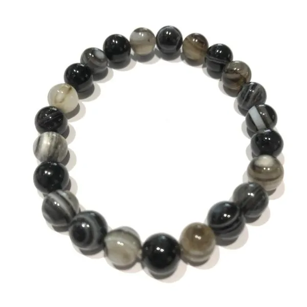 Bracelet Agate Noire perles rondes 8mm | Bracelets en Pierres | Dans les yeux de Gaïa