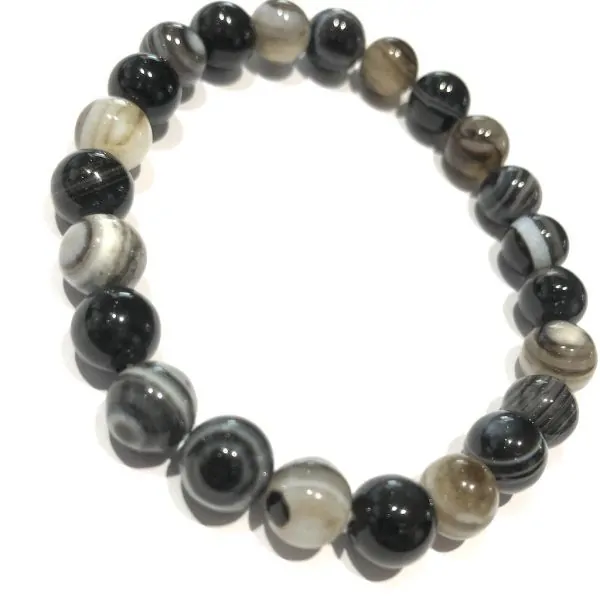 Bracelet Agate Noire perles rondes 8mm | Bracelets en Pierres | Dans les yeux de Gaïa