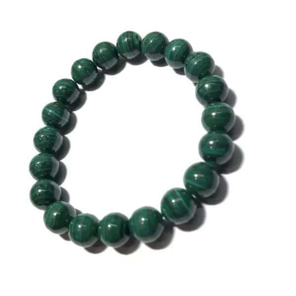 Bracelet Malachite perles rondes de 10mm | Bracelets en Pierres | Dans les yeux de Gaïa