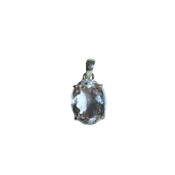 Pendentif en Cristal de Roche Facetté Serti sur Argent 925 -1 | Pendentifs en Minéraux | Dans les yeux de Gaïa
