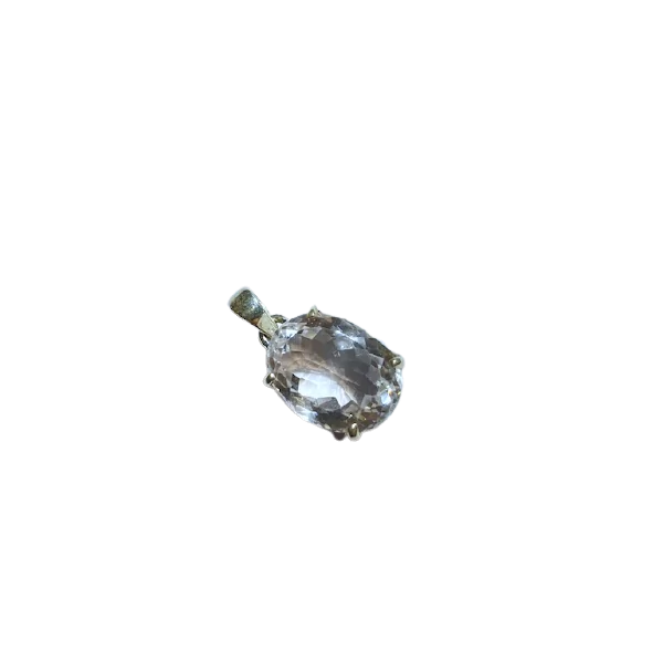 Pendentif en Cristal de Roche Facetté Serti sur Argent 925 -1 | Pendentifs en Minéraux | Dans les yeux de Gaïa