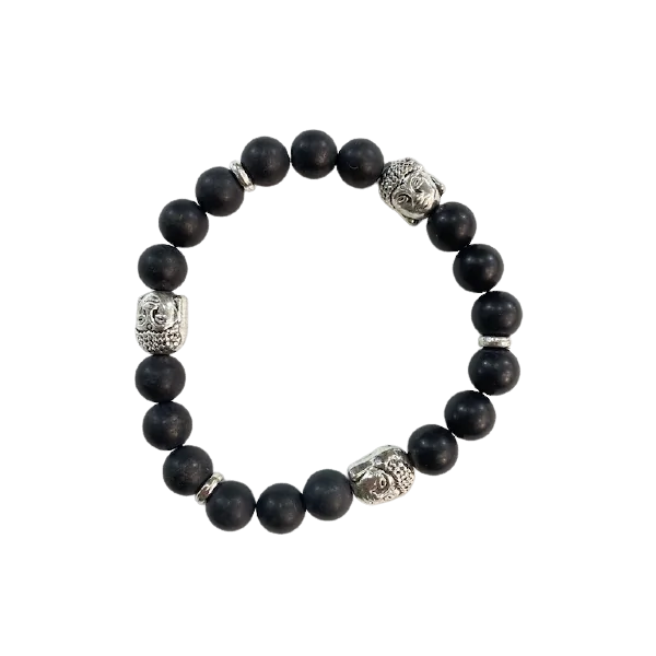 Bracelet 3 Bouddha Onyx | Bracelets en Pierres | Dans les yeux de Gaïa