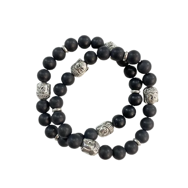 Bracelet 3 Bouddha Onyx | Bracelets en Pierres | Dans les yeux de Gaïa