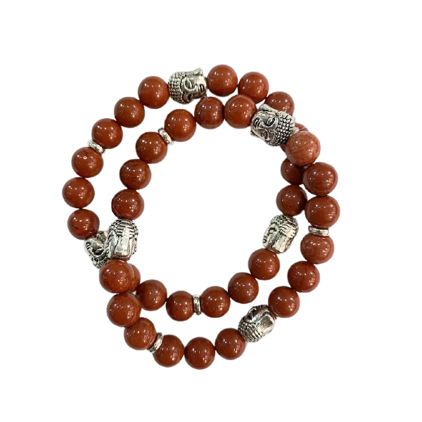 Bracelet Jaspe Rouge 3 Bouddhas 8mm | Bracelets en Pierres | Dans les yeux de Gaïa