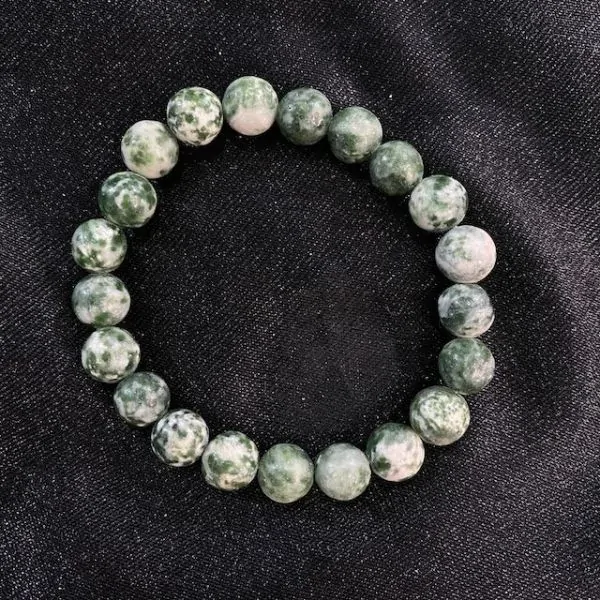 Bracelet Agate Mousse perles rondes 8mm | Bracelets en Pierres | Dans les yeux de Gaïa