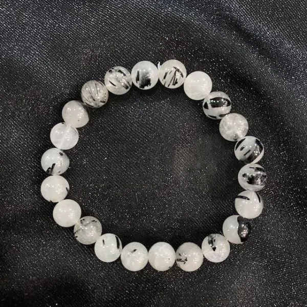 Bracelet Quartz Tourmaline perles rondes 8mm | Bracelets en Pierres | Dans les yeux de Gaïa