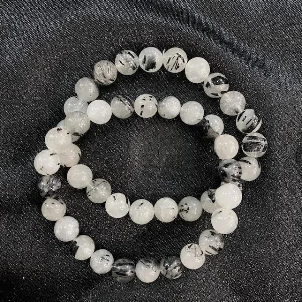 Bracelet Quartz Tourmaline perles rondes 8mm | Bracelets en Pierres | Dans les yeux de Gaïa