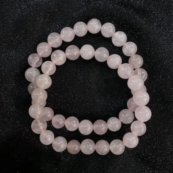 Bracelet en Quartz Rose, Perles Rondes 8 mm, photo 2 | Dans les Yeux de Gaia