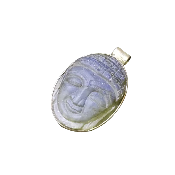 Pendentif Bouddha en Labradorite sur argent 925 -2| Pendentifs en Minéraux | Dans les yeux de Gaïa