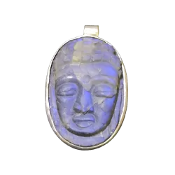 Pendentif Bouddha en Labradorite sur argent 925 -1 | Pendentifs en Minéraux | Dans les yeux de Gaïa