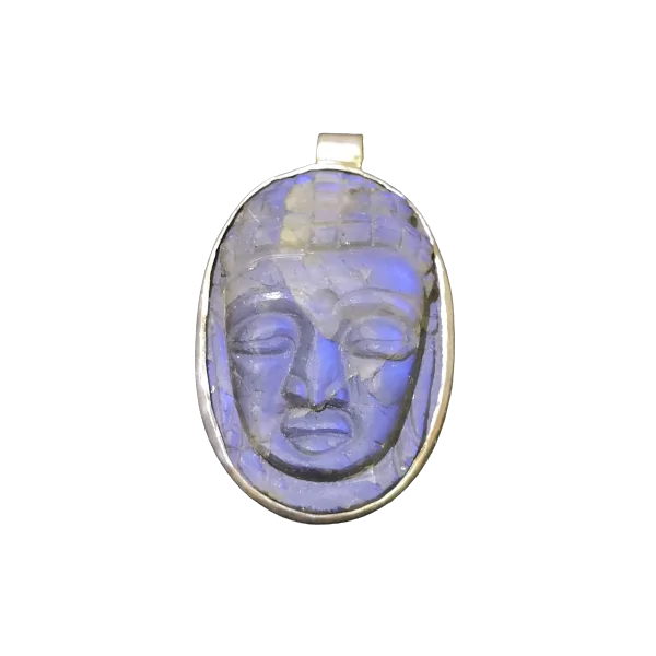 Pendentif Bouddha en Labradorite sur argent 925 -1 | Pendentifs en Minéraux | Dans les yeux de Gaïa