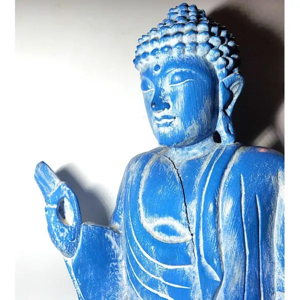 Bouddha en bois peint 2,2kg - Photo 3 | Dans les Yeux de Gaia