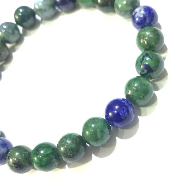 Bracelet Azurite Malachite perles rondes 8mm | Bracelets en Pierres | Dans les yeux de Gaïa