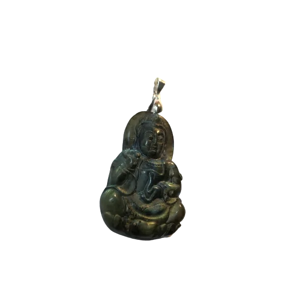Pendentif Bouddha en Labradorite -2| Pendentifs en Minéraux | Dans les yeux de Gaïa