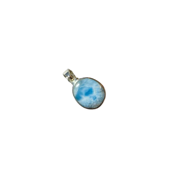 Pendentif Larimar Serti sur Argent -3| Pendentifs en Minéraux | Dans les yeux de Gaïa