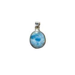 Pendentif Larimar Serti sur Argent -3| Pendentifs en Minéraux | Dans les yeux de Gaïa