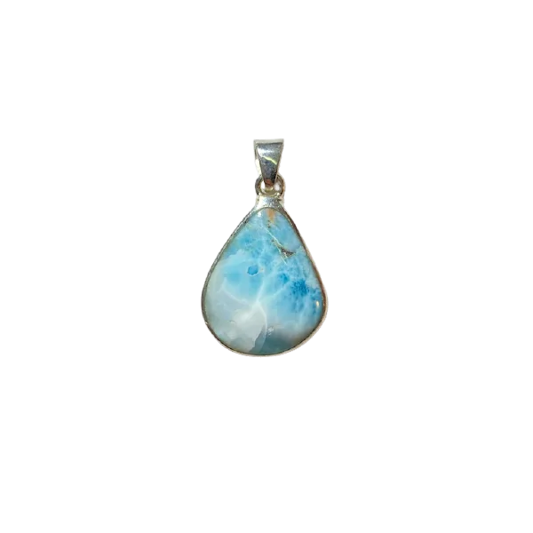 Pendentif Larimar Serti sur Argent -2| Pendentifs en Minéraux | Dans les yeux de Gaïa