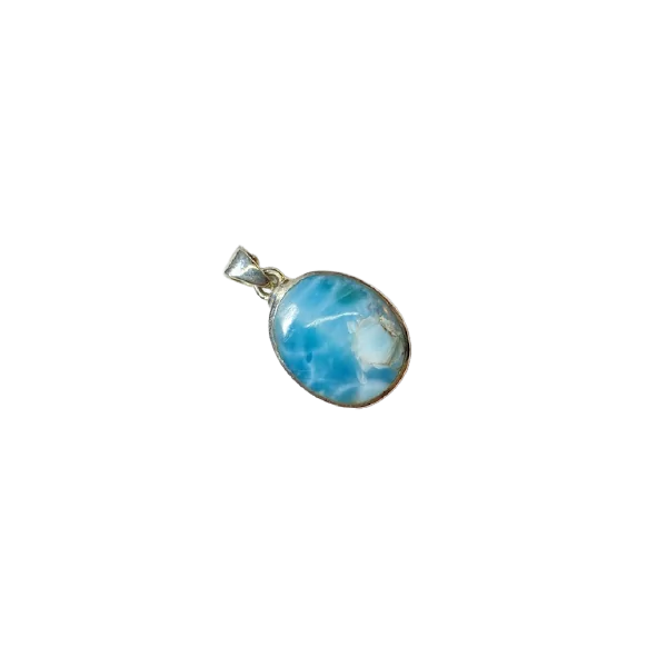 Pendentif Larimar Serti sur Argent -1| Pendentifs en Minéraux | Dans les yeux de Gaïa