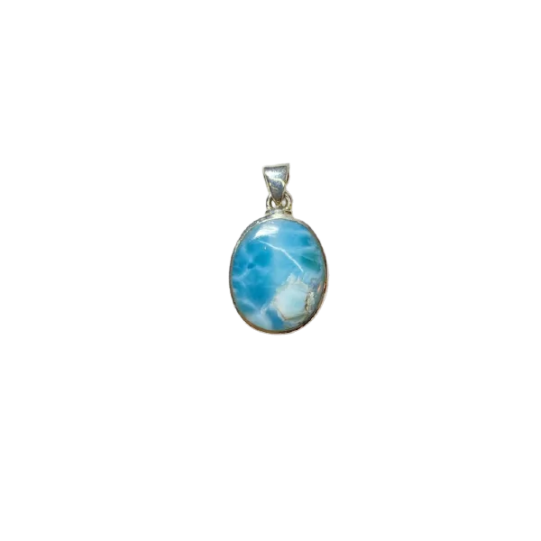 Pendentif Larimar Serti sur Argent -1| Pendentifs en Minéraux | Dans les yeux de Gaïa