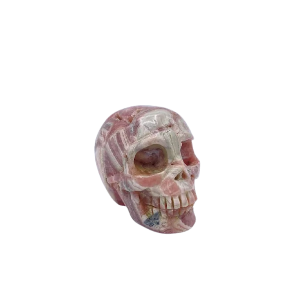 crâne en rhodochrosite, profil 2 | Dans les Yeux de Gaia