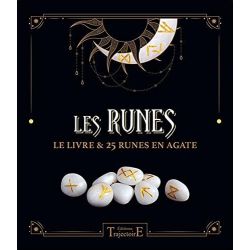 Les Runes - Livre et 25 runes en Agate - couverture |Dans les yeux de Gaïa